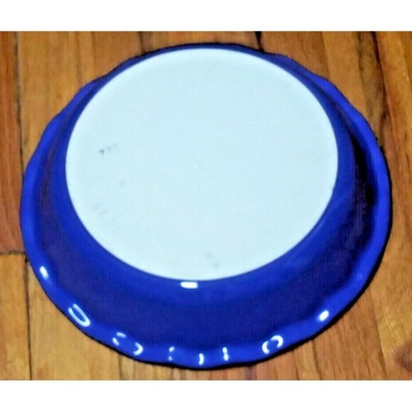 Emile Henry Other - VTG Emile Henry Souffle Baking Dish France Blue Round Ruffled Scalloped Edge EUC